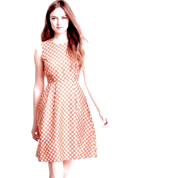 kate spade orange gingham dress Kate Spade Orange Gingham Silk Dress